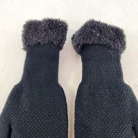 UGG Plush Knit lined Gloves Size S/M Black button accents Winter Glove - Picture 4 of 6